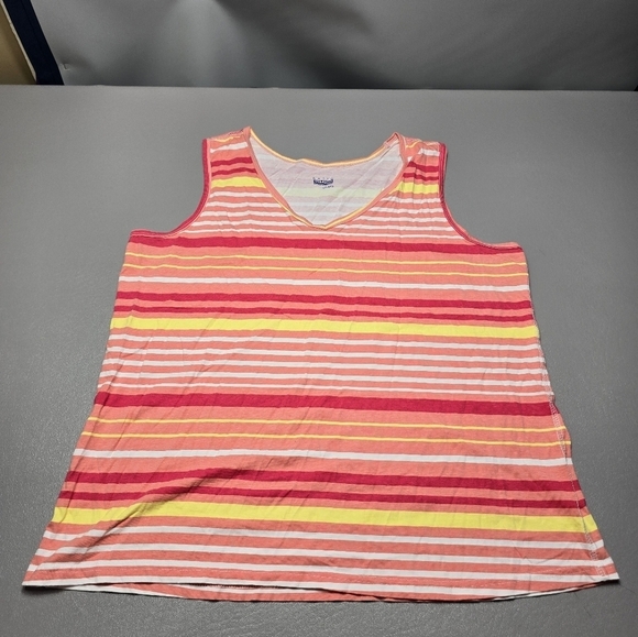 Basic Editions Tops - basic edition orange colorful striped tank top women's plus size XXL